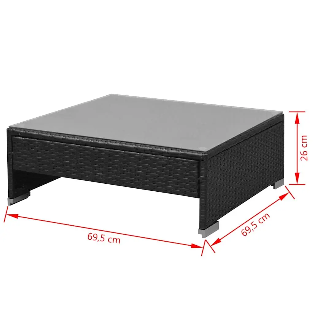 7 Piece Outdoor Rattan Sofa Set with Canopy Black Modular Patio