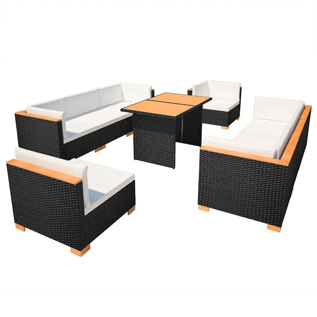 Garden Lounge Set Modular Outdoor Furniture 10 Piece Weather-Resistant PE Rattan Sofa Dining Cushions