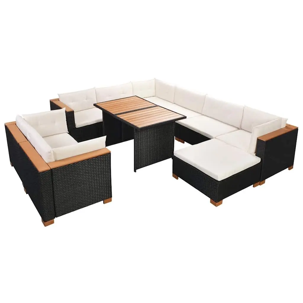 Garden Lounge Set Modular Outdoor Furniture 10 Piece Weather-Resistant PE Rattan Sofa Dining Cushions