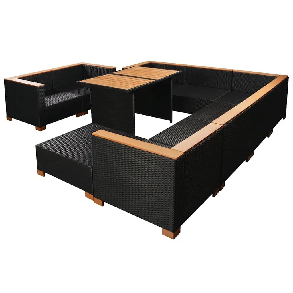 Garden Lounge Set Modular Outdoor Furniture 10 Piece Weather-Resistant PE Rattan Sofa Dining Cushions