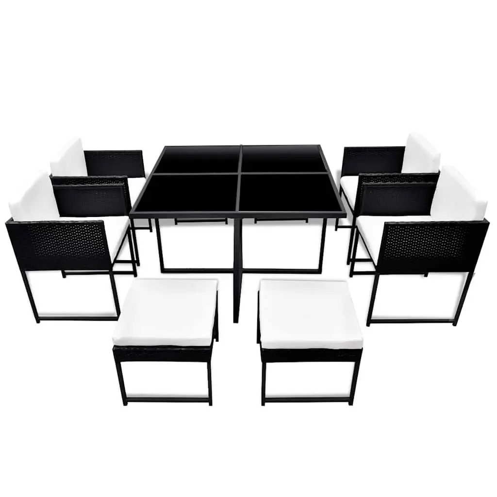 Outdoor Dining Set 9 Piece Rattan Garden Furniture Table Chairs Stools