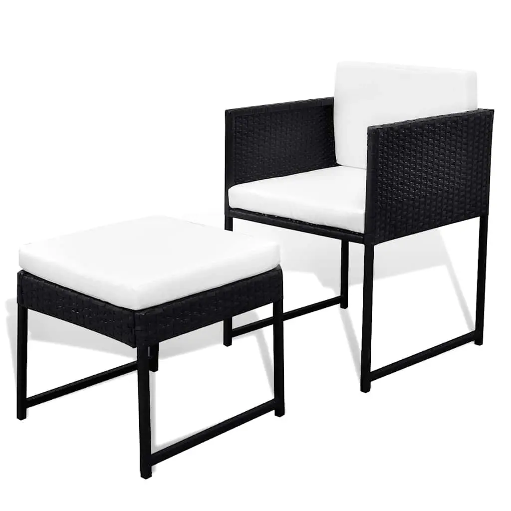 Garden Furniture Set 13 Piece Rattan Outdoor Dining Table Black Chairs Stools