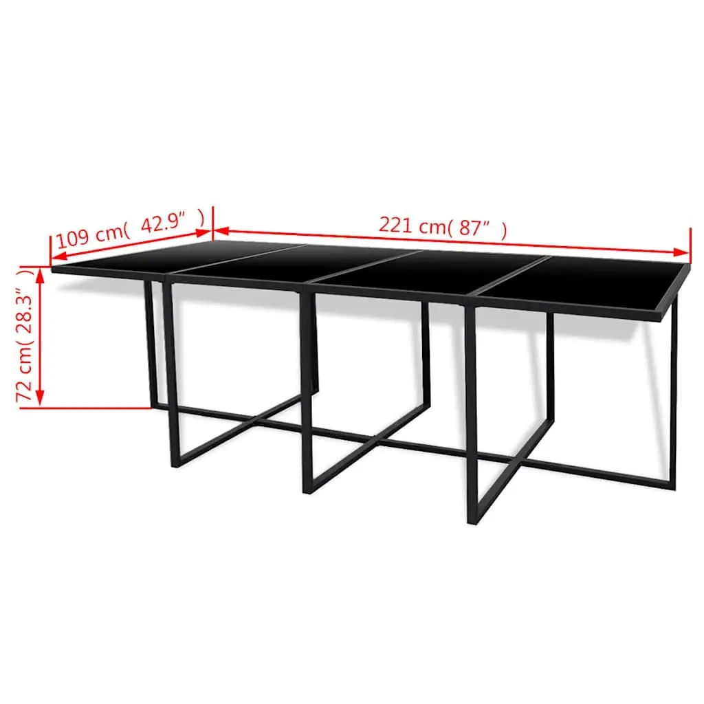 Garden Furniture Set 13 Piece Rattan Outdoor Dining Table Black Chairs Stools