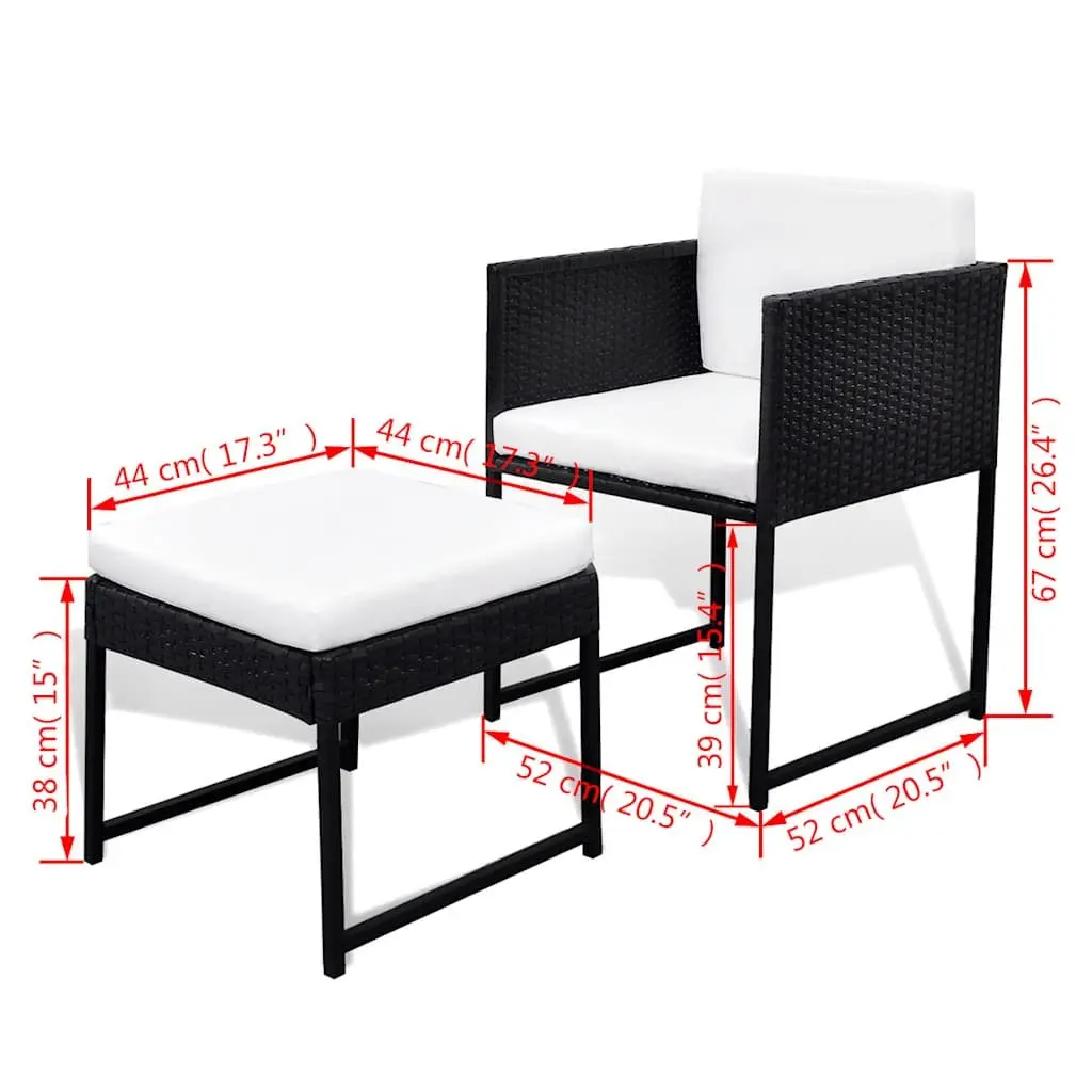 Garden Furniture Set 13 Piece Rattan Outdoor Dining Table Black Chairs Stools