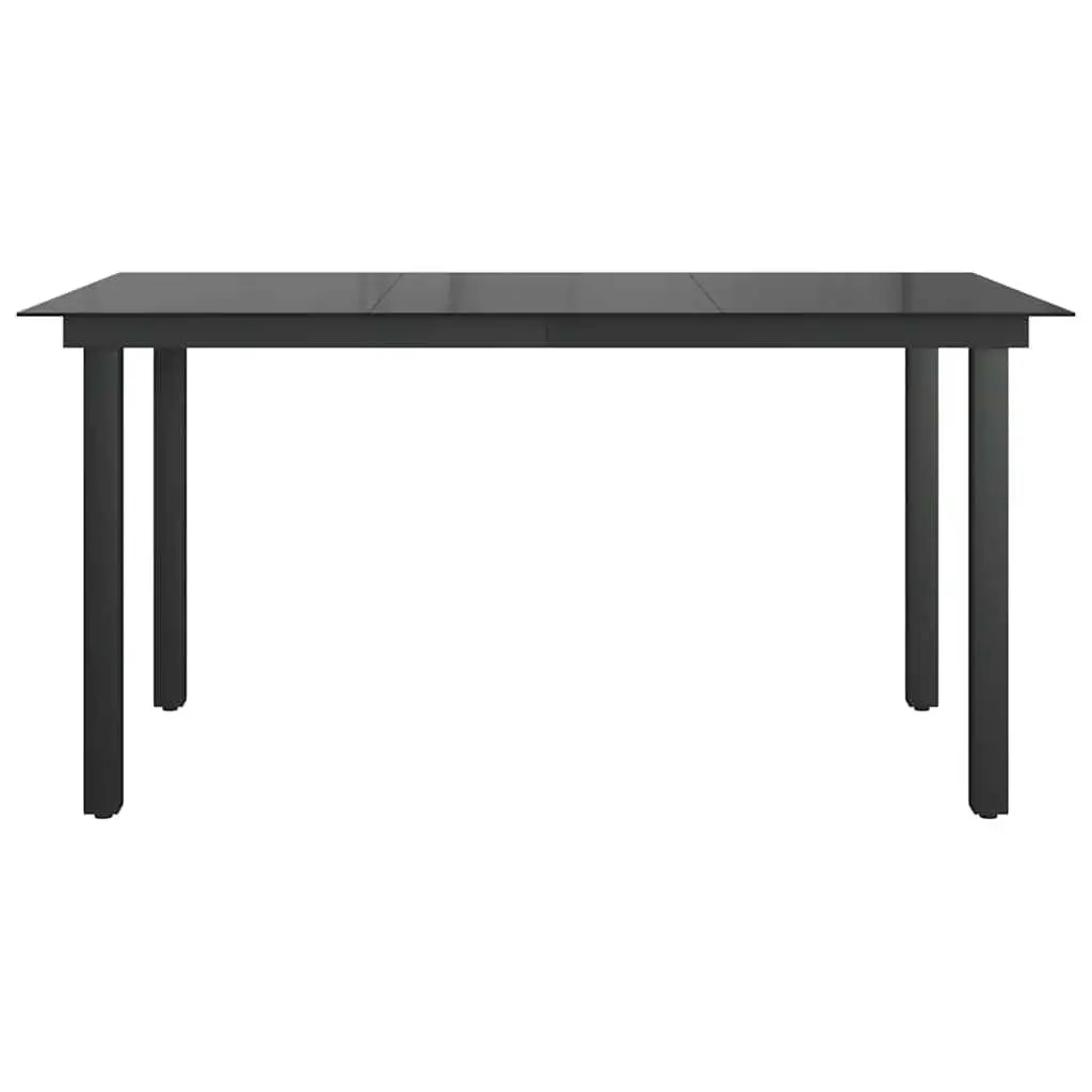 Garden Table Black Aluminium Frame Glass Top 150 x 90 x 74 cm Outdoor Patio Furniture