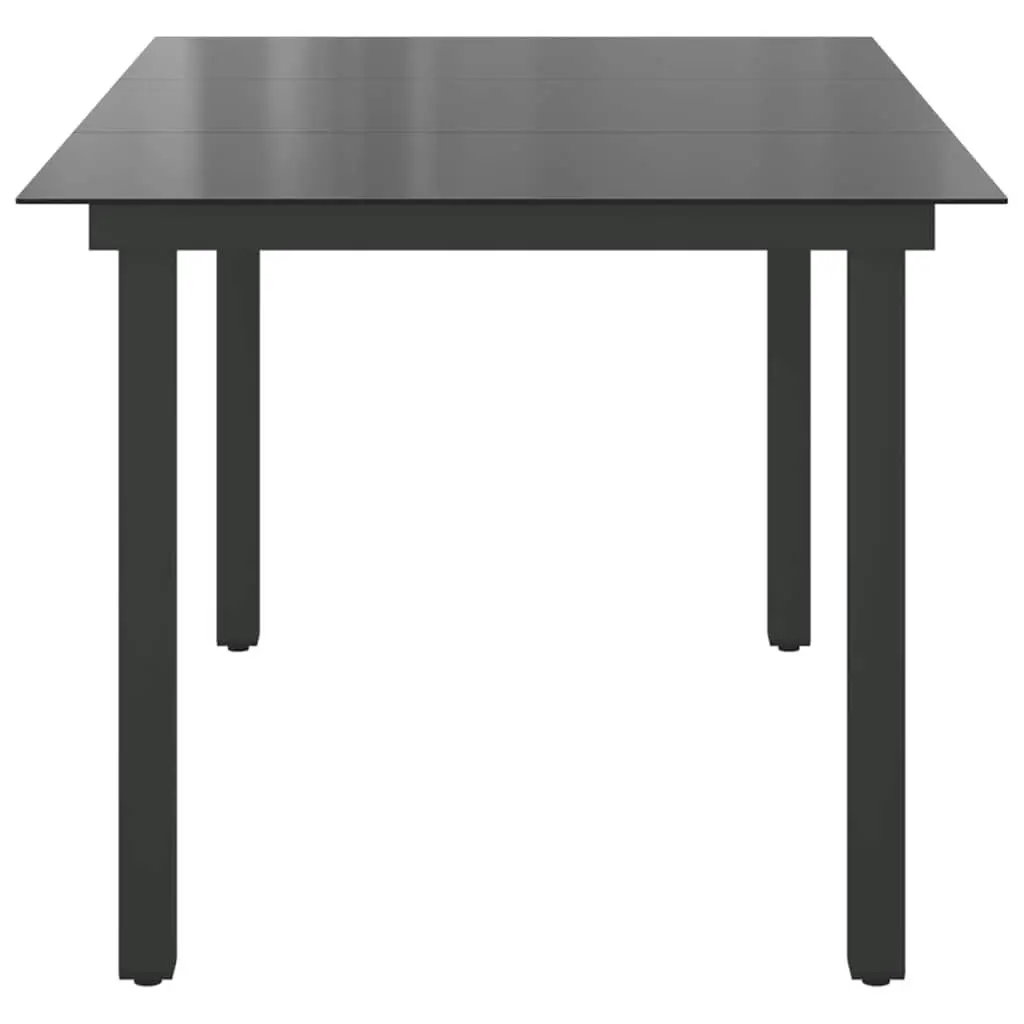 Garden Table Black Aluminium Frame Glass Top 150 x 90 x 74 cm Outdoor Patio Furniture