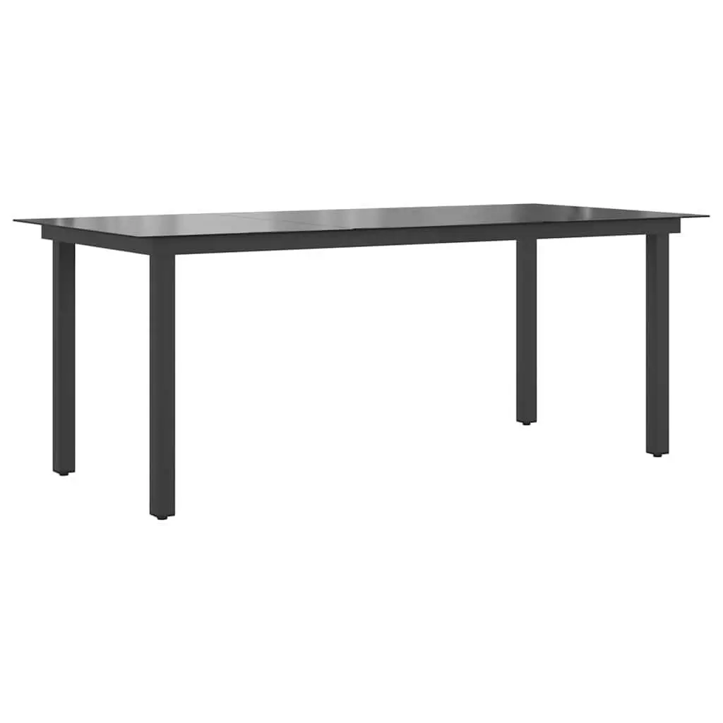 Outdoor Dining Table Weather Resistant Black Glass Top 190 x 90 x 74 cm