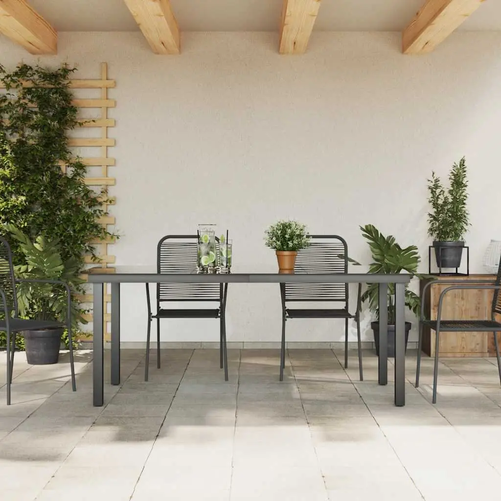 Outdoor Dining Table Weather Resistant Black Glass Top 190 x 90 x 74 cm
