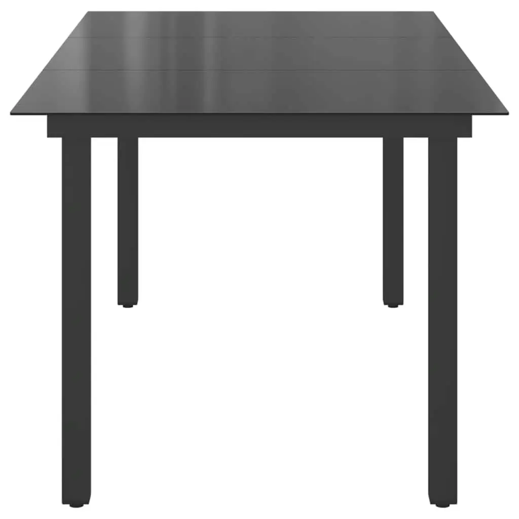 Outdoor Dining Table Weather Resistant Black Glass Top 190 x 90 x 74 cm