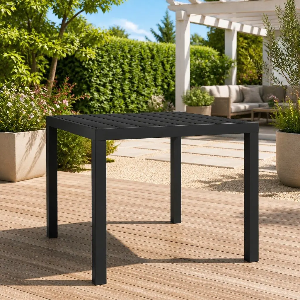 Outdoor Garden Table Weather Resistant Black 80x80x74cm