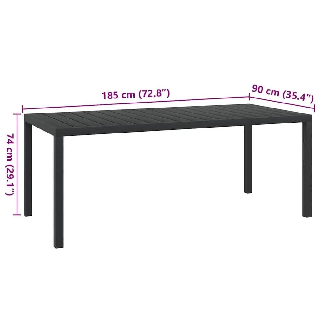 Outdoor Garden Table Black 185x90x74cm Weather-resistant Aluminium Frame
