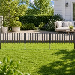 Picket Fence with Posts 3 pcs WPC Grey 600x60 cm Garden Outdoor Decorative