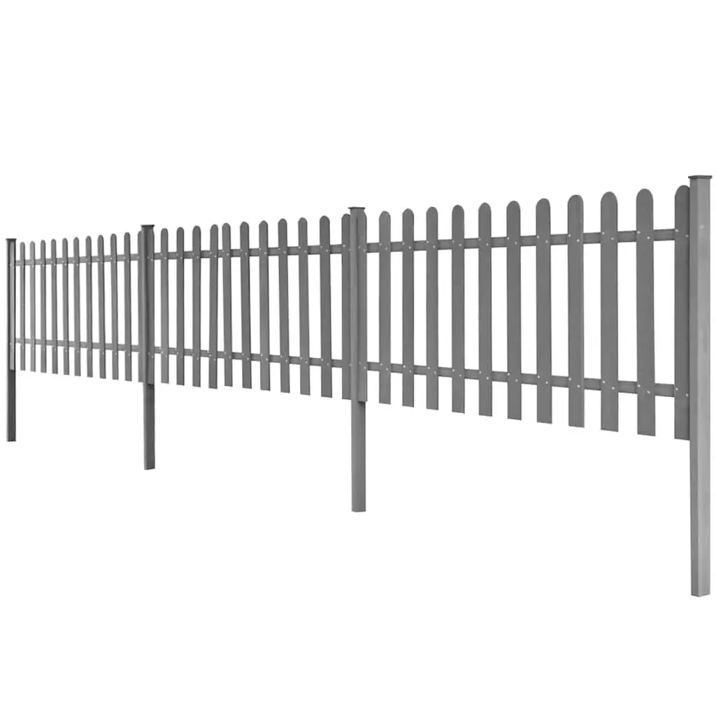 Picket Fence 3 pcs Water and Rot Resistant WPC Grey 600x60 cm Garden Outdoor Decorative