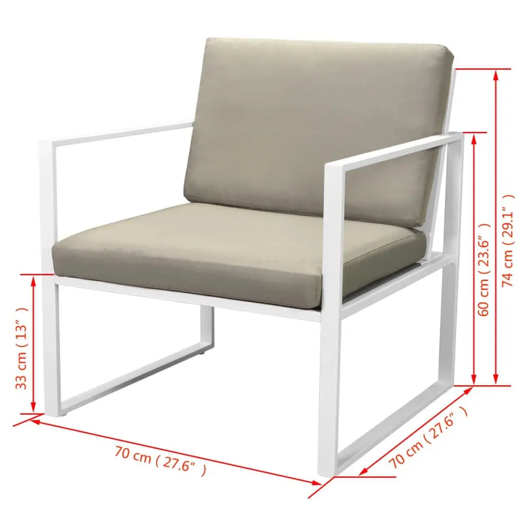 Outdoor Lounge Set White 4 Piece Sofa Chairs Coffee Table with Cushions