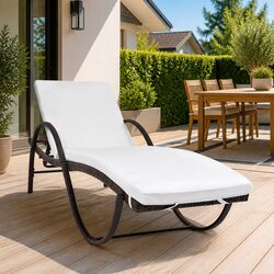 Friendly Brown Outdoor Lounger with Cushion