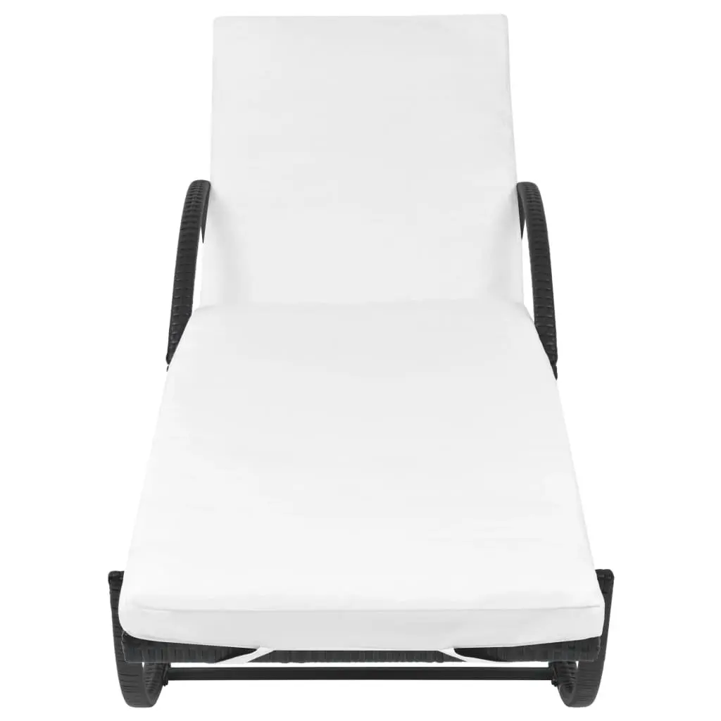 Sun Lounger PE Rattan Outdoor Garden Patio Lounge Chair Black with Cushion