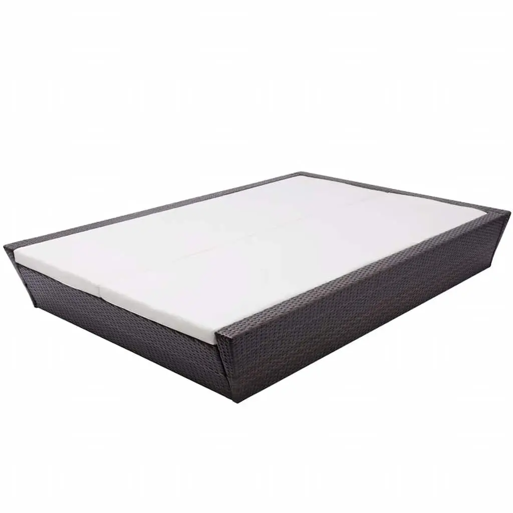 Outdoor Lounge Bed Adjustable Backrests Double Size Weather-Resistant PE Rattan Brown