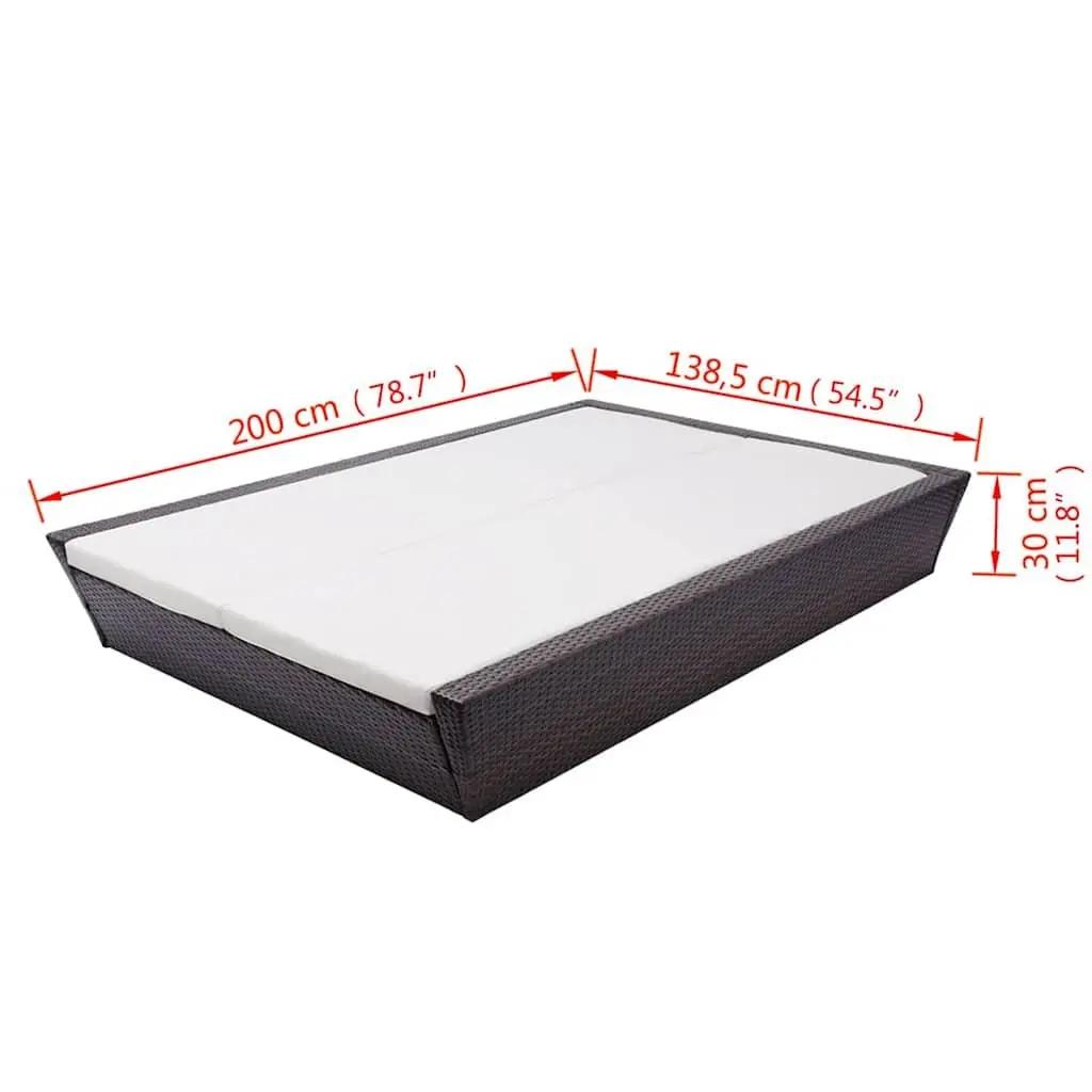 Outdoor Lounge Bed Adjustable Backrests Double Size Weather-Resistant PE Rattan Brown