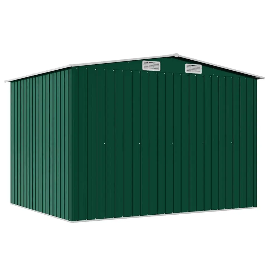 Garden Storage Shed Metal Green with Double Sliding Doors 257x205x178cm