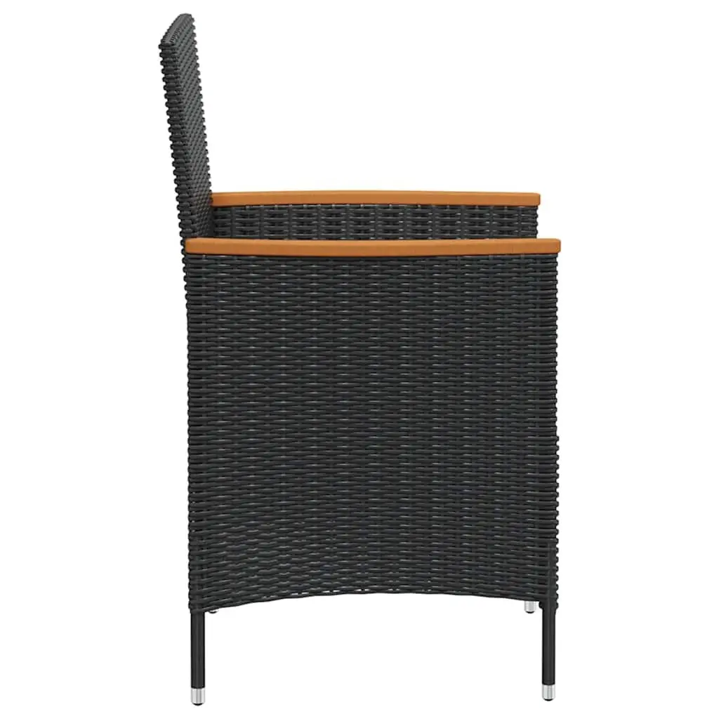 7 Piece Outdoor Dining Set Poly Rattan Table with 6 Garden Chairs and Cushions Black
