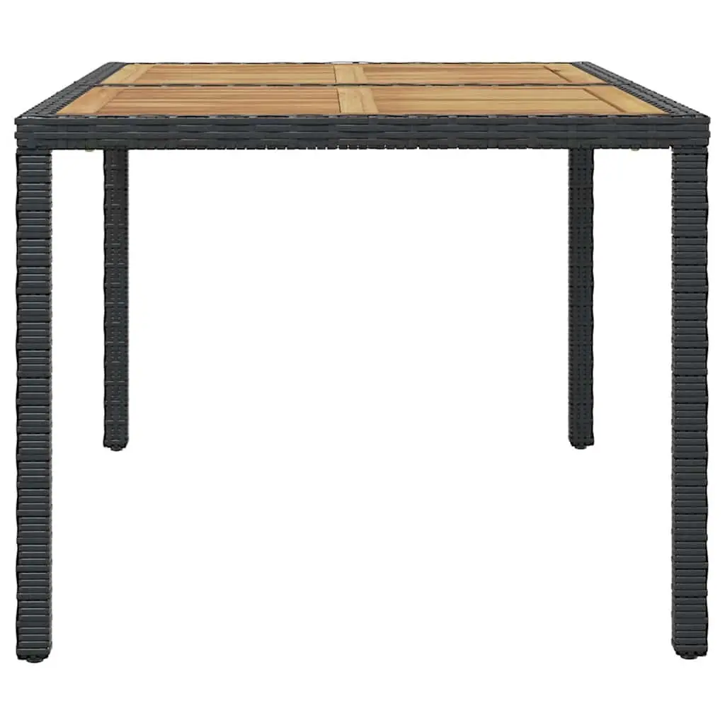 7 Piece Outdoor Dining Set Poly Rattan Table with 6 Garden Chairs and Cushions Black
