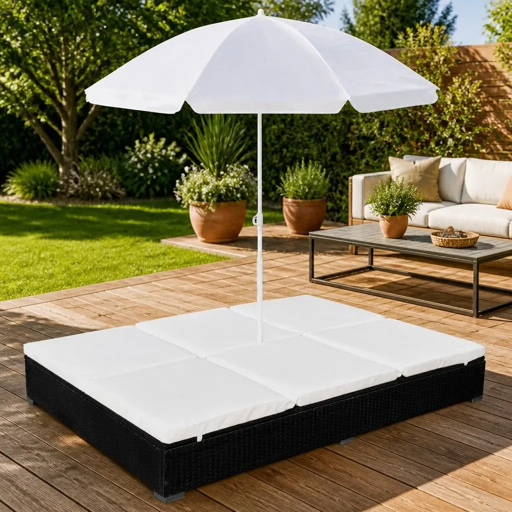 Outdoor Lounge Bed for 2 with Umbrella