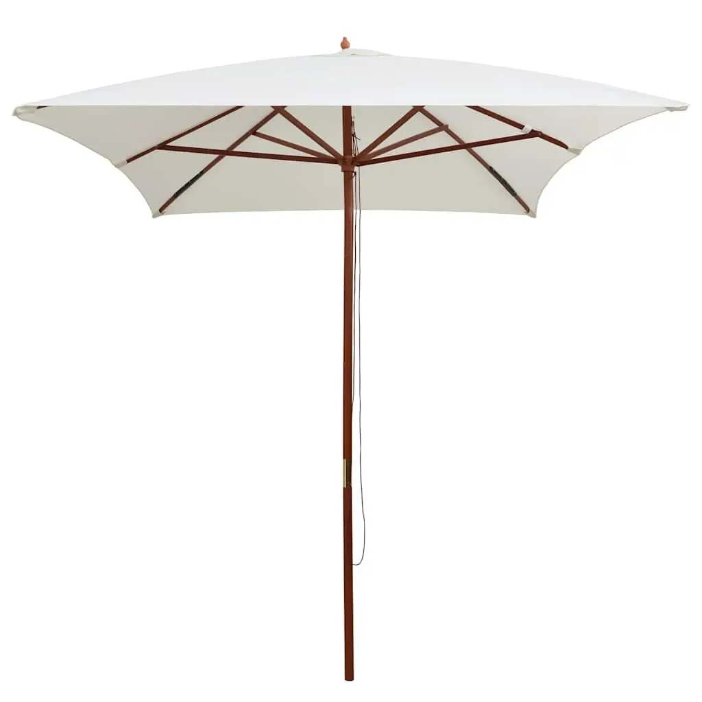 Garden Parasol 200x300 cm Wooden Pole Sun Shade Patio Outdoor Umbrella White