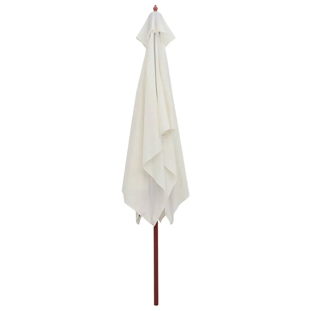 Garden Parasol 200x300 cm Wooden Pole Sun Shade Patio Outdoor Umbrella White