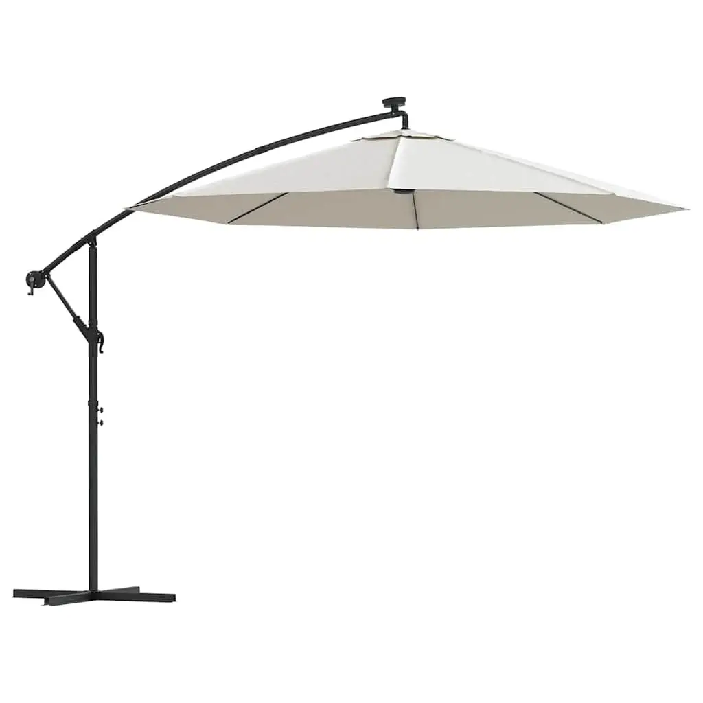Hanging Garden Parasol Solar Powered LED Lighting 300cm Outdoor Umbrella
