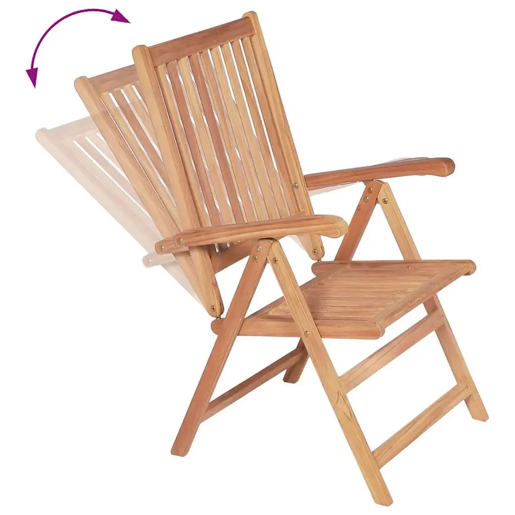 Reclining Garden Chairs Folding Teak Wood 2 Piece