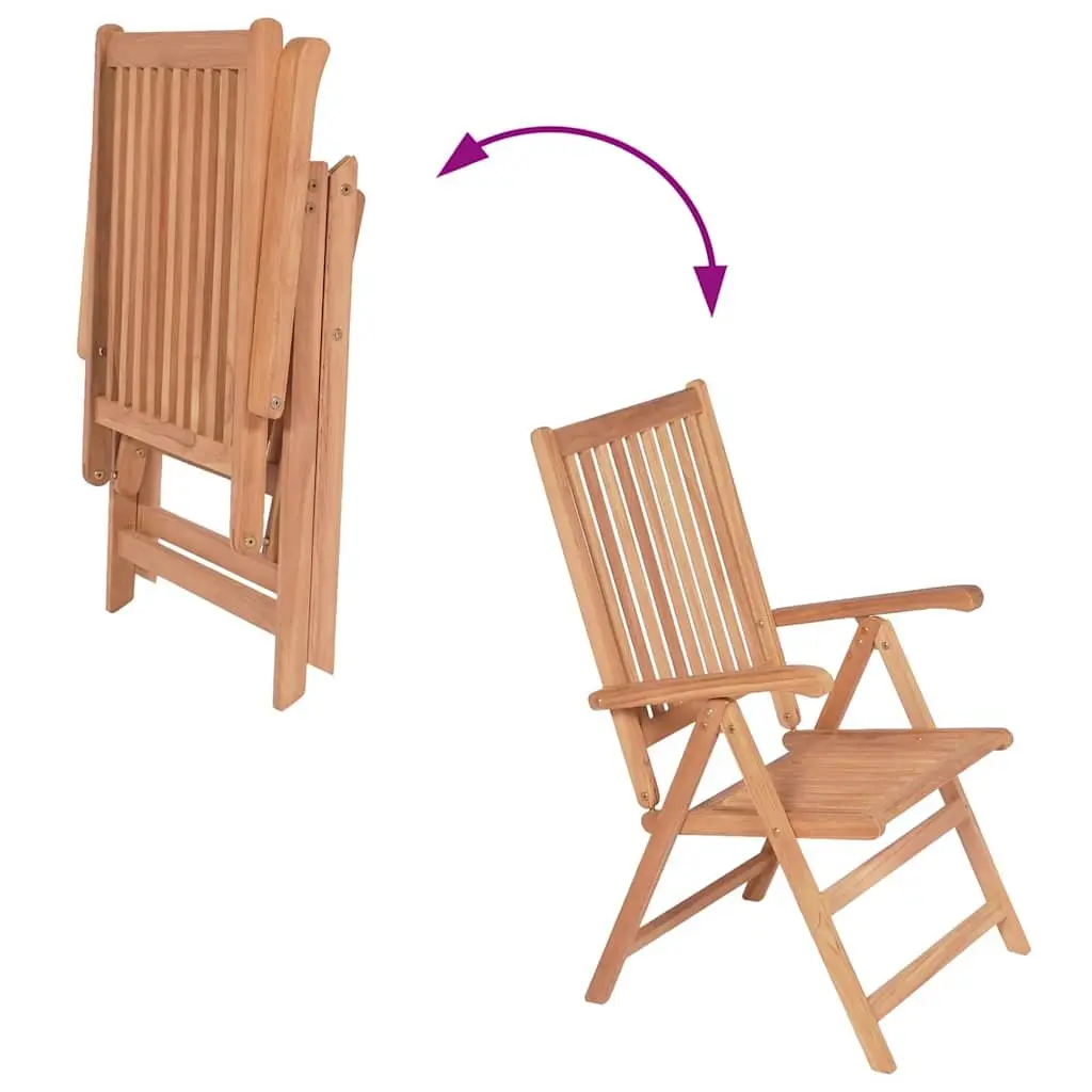 Reclining Garden Chairs Folding Teak Wood 2 Piece
