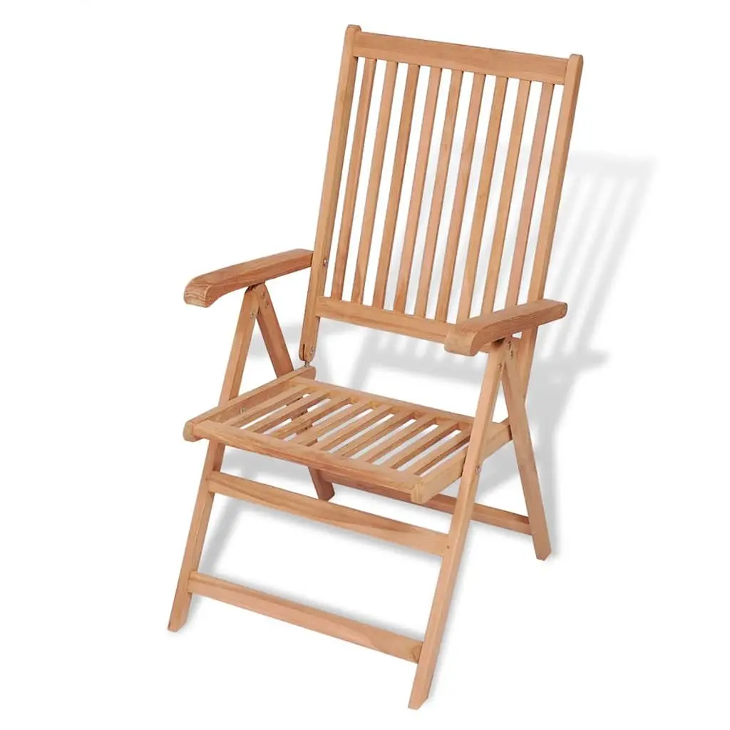 Outdoor Dining Set Teak Wood 7 Piece Folding Reclining Armchairs