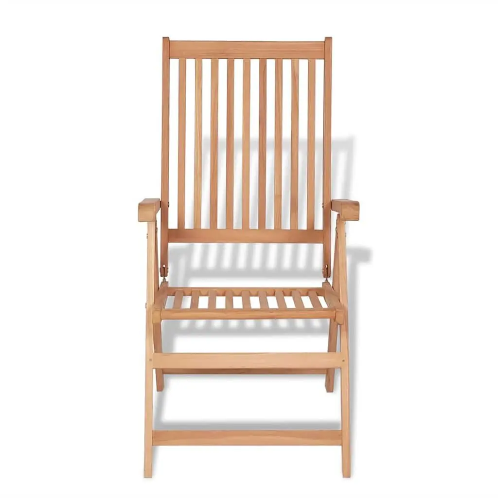 Outdoor Dining Set Teak Wood 7 Piece Folding Reclining Armchairs