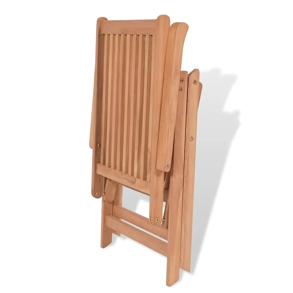 Outdoor Dining Set Teak Wood 7 Piece Folding Reclining Armchairs