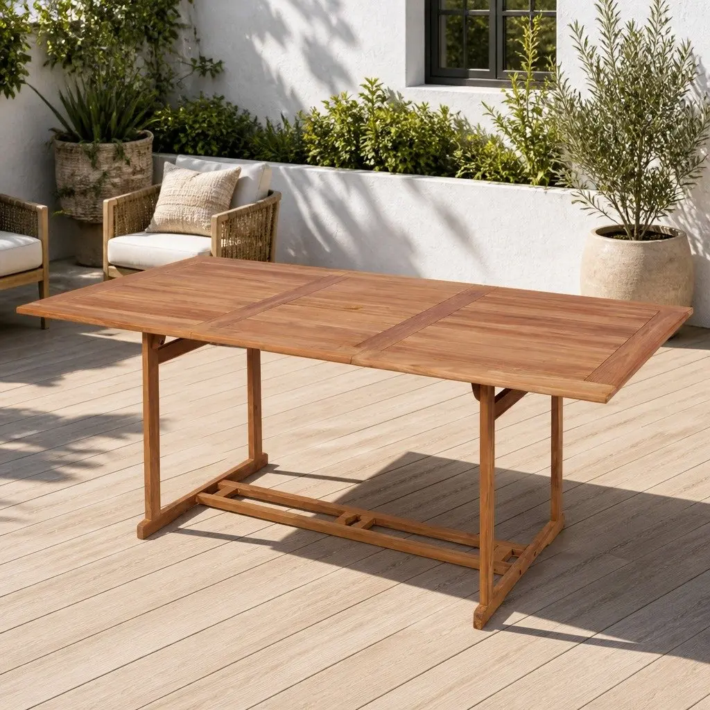 Outdoor Dining Table 180x90x75cm Teak Wood Garden Patio Furniture