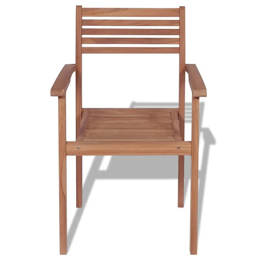 Stackable Outdoor Chairs Teak Wood Brown 4 Piece Set