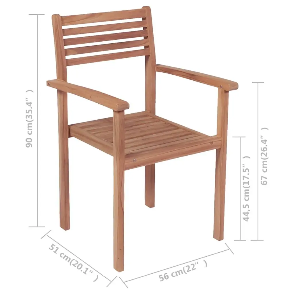 Stackable Outdoor Chairs Teak Wood Brown 4 Piece Set
