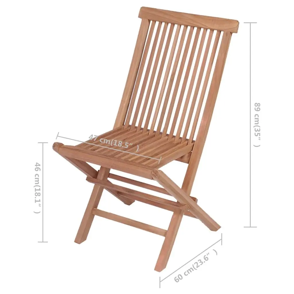 Folding Chairs Set Teak Hardwood Outdoor Garden Seating Brown 4 Piece