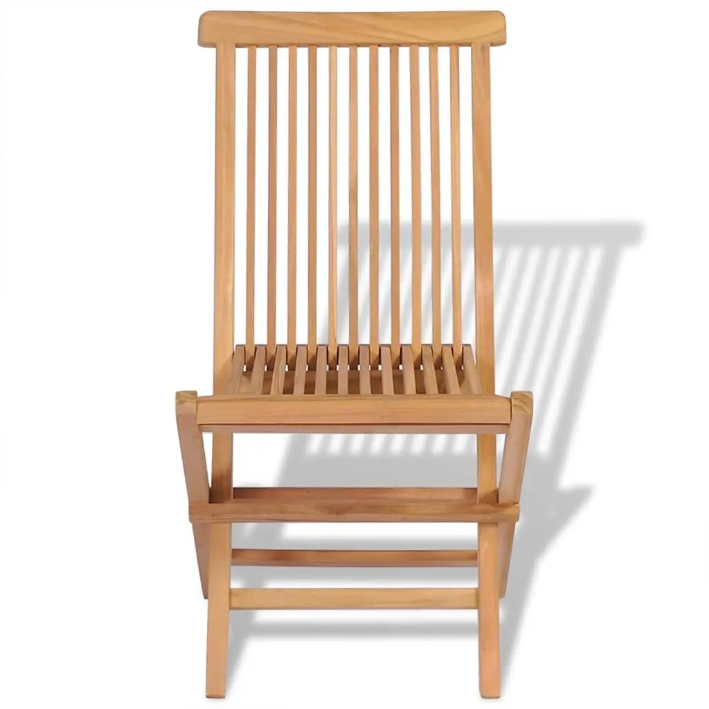 Folding Chairs Set Teak Hardwood Outdoor Garden Seating Brown 4 Piece