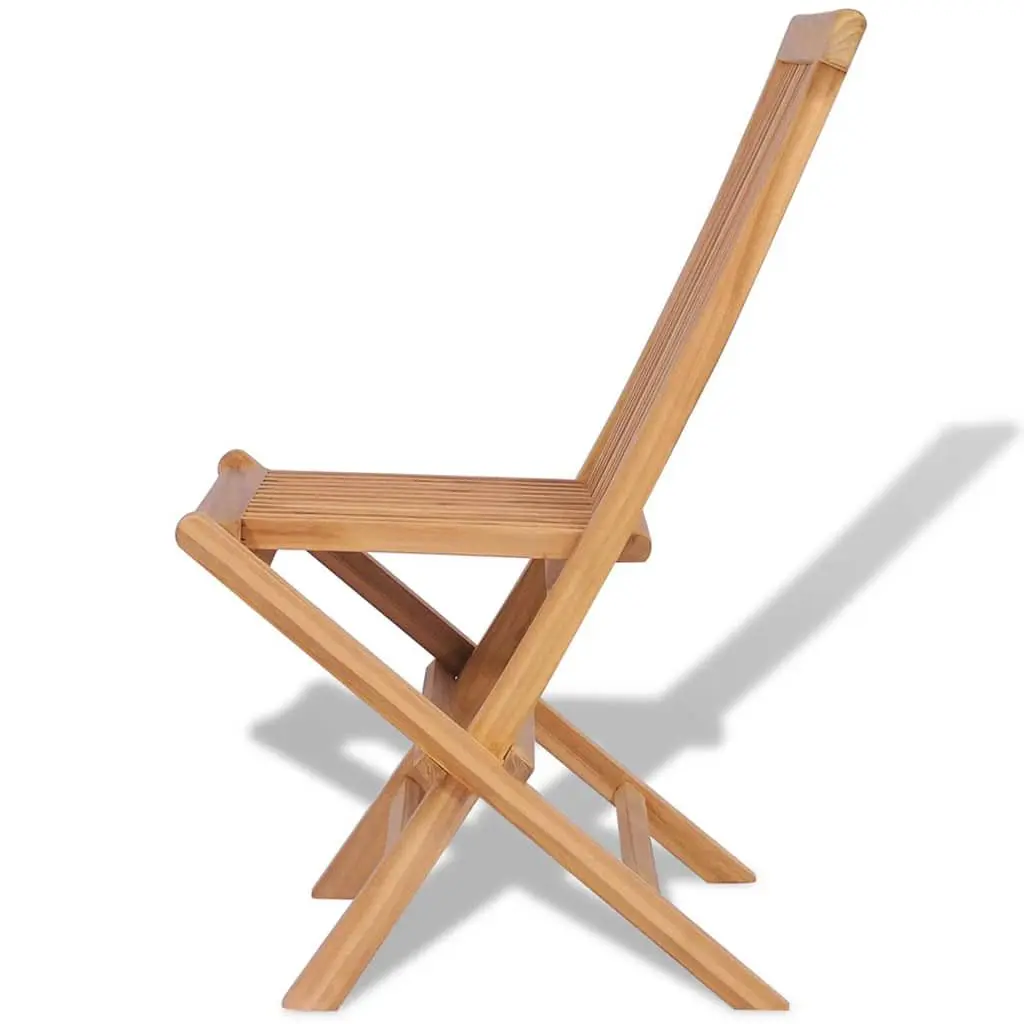 Folding Chairs Set Teak Hardwood Outdoor Garden Seating Brown 4 Piece