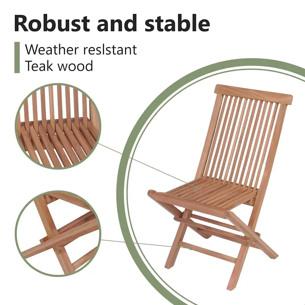 Folding Chairs Set Teak Hardwood Outdoor Garden Seating Brown 4 Piece