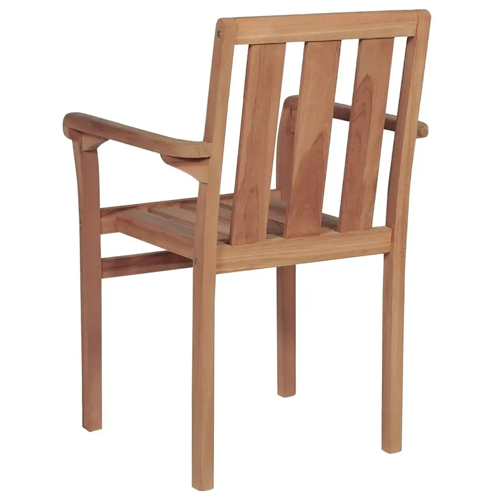 Stackable Outdoor Chairs Set Teak Wood Brown