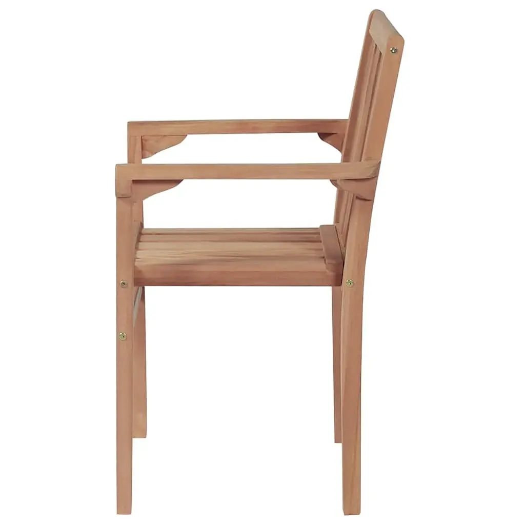 Stackable Outdoor Chairs Set Teak Wood Brown