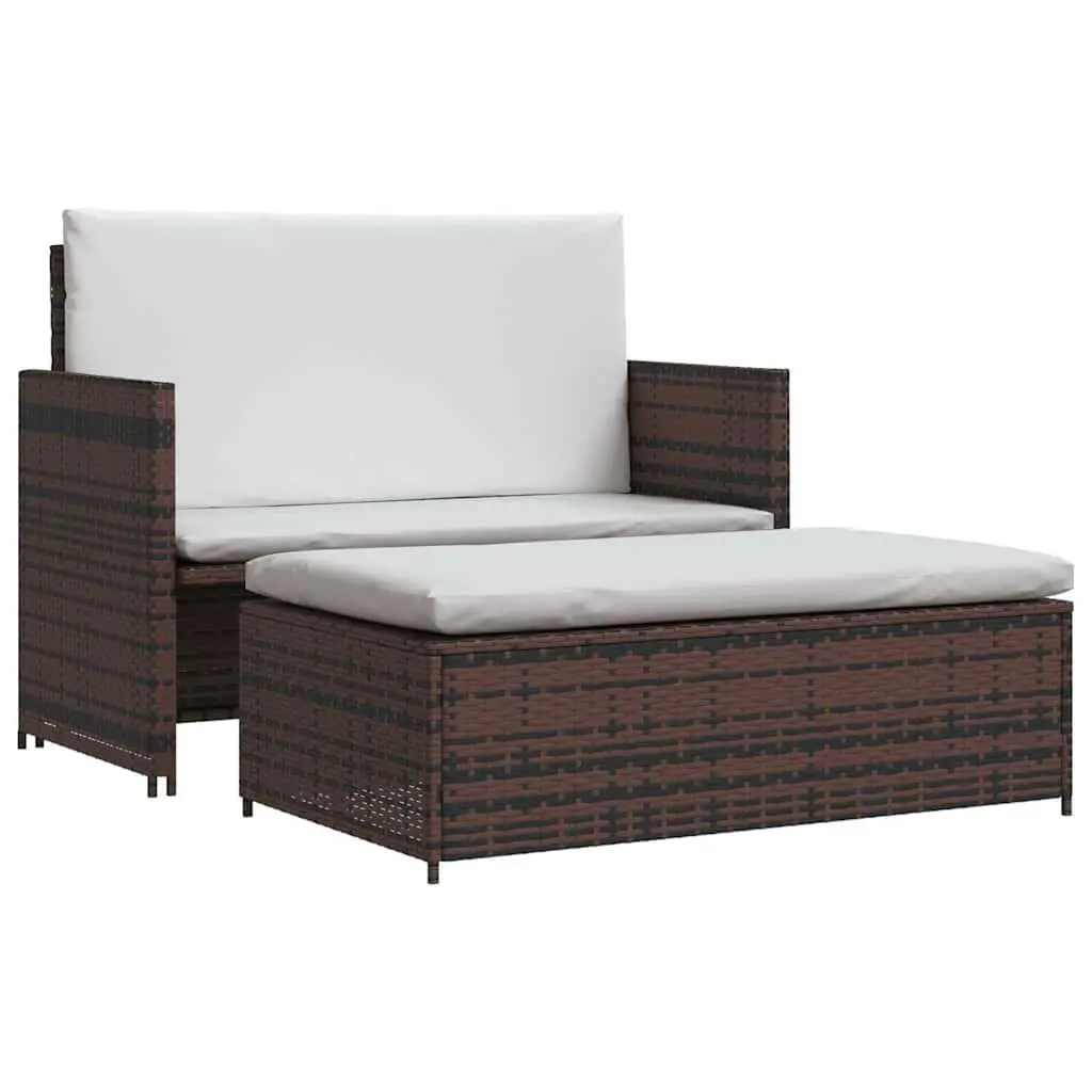 Outdoor Garden Sofa Set Modular 2-Seater Rattan Lounge Brown