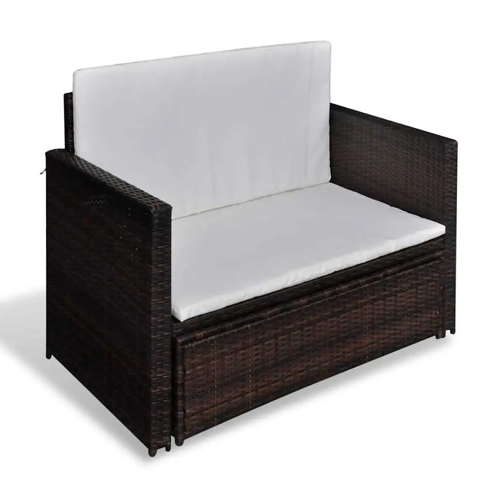 Outdoor Garden Sofa Set Modular 2-Seater Rattan Lounge Brown