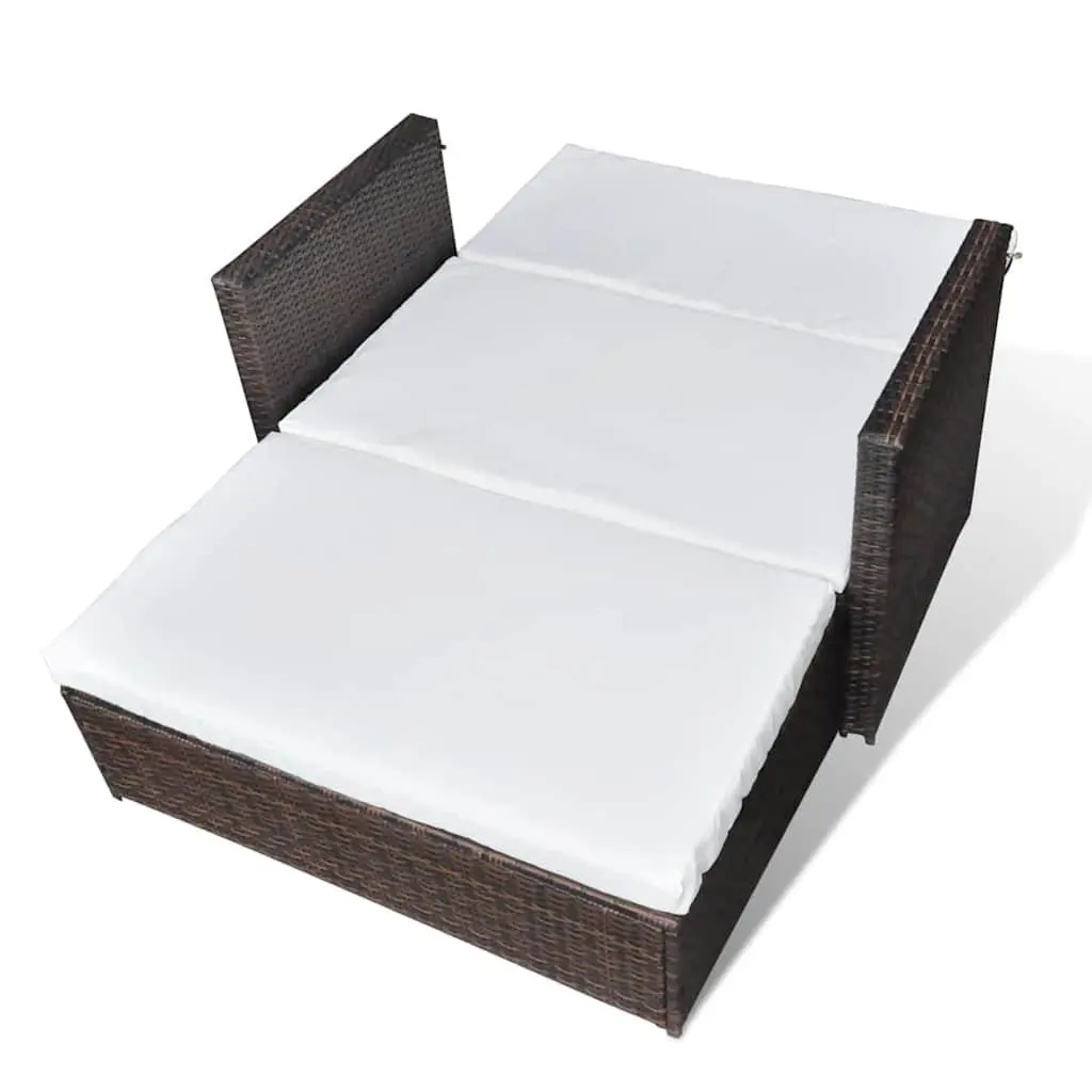 Outdoor Garden Sofa Set Modular 2-Seater Rattan Lounge Brown