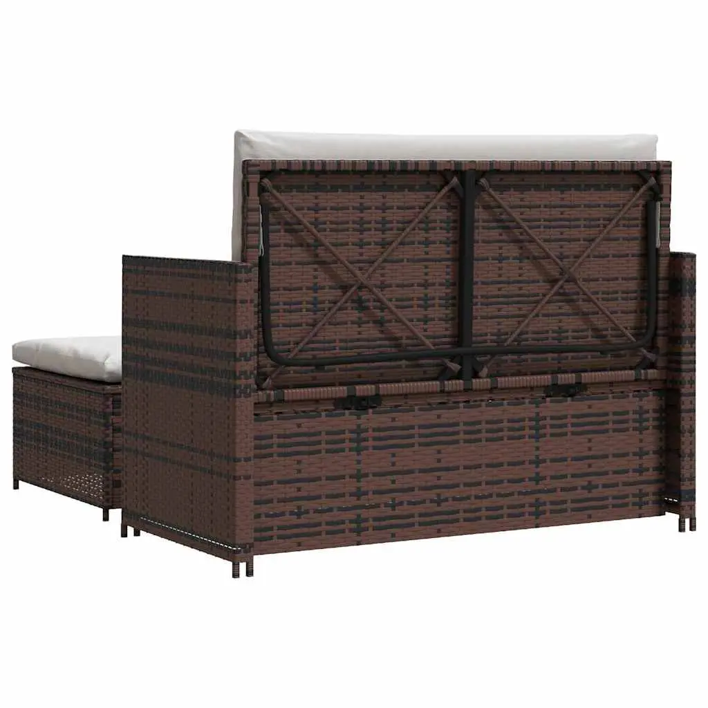 Outdoor Garden Sofa Set Modular 2-Seater Rattan Lounge Brown
