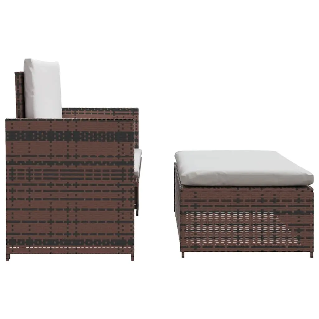 Outdoor Garden Sofa Set Modular 2-Seater Rattan Lounge Brown