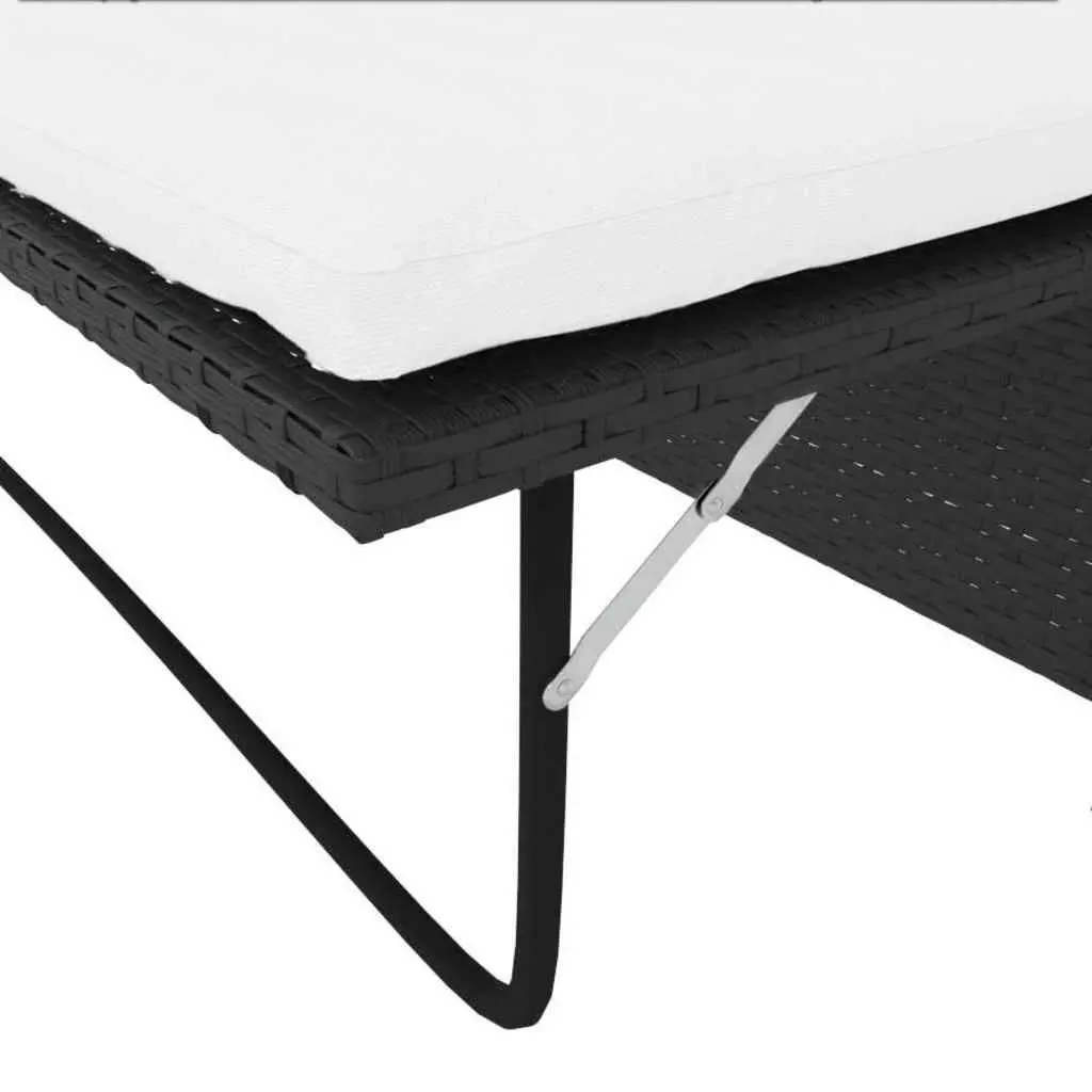 2 Piece Garden Lounge Set Black Weather-Resistant PE Rattan Outdoor Sofa Stool