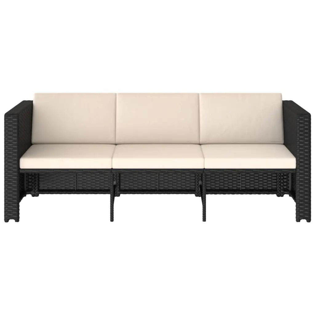 4 Piece Garden Lounge Set Outdoor Furniture Poly Rattan Sofa with Cushions Black